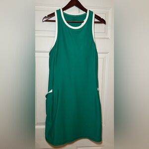 Summersalt Do-It-All Athletic Tennis Dress in shamrock/kelly green with white 16